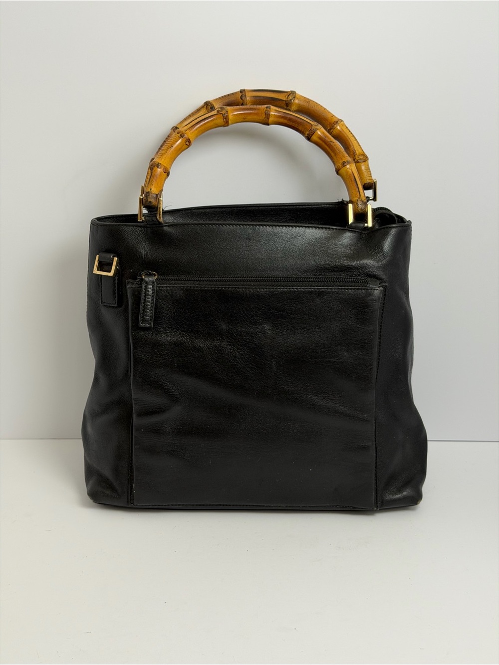 Vintage Gucci Diana Black Leather Tote with Bamboo Handles PROJECT